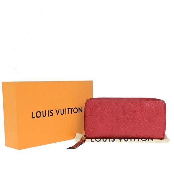LOUIS VUITTON Clemence Long Bifold Wallet Monogram Empreinte Red M60169 79EC965 - Picture 1 of 16